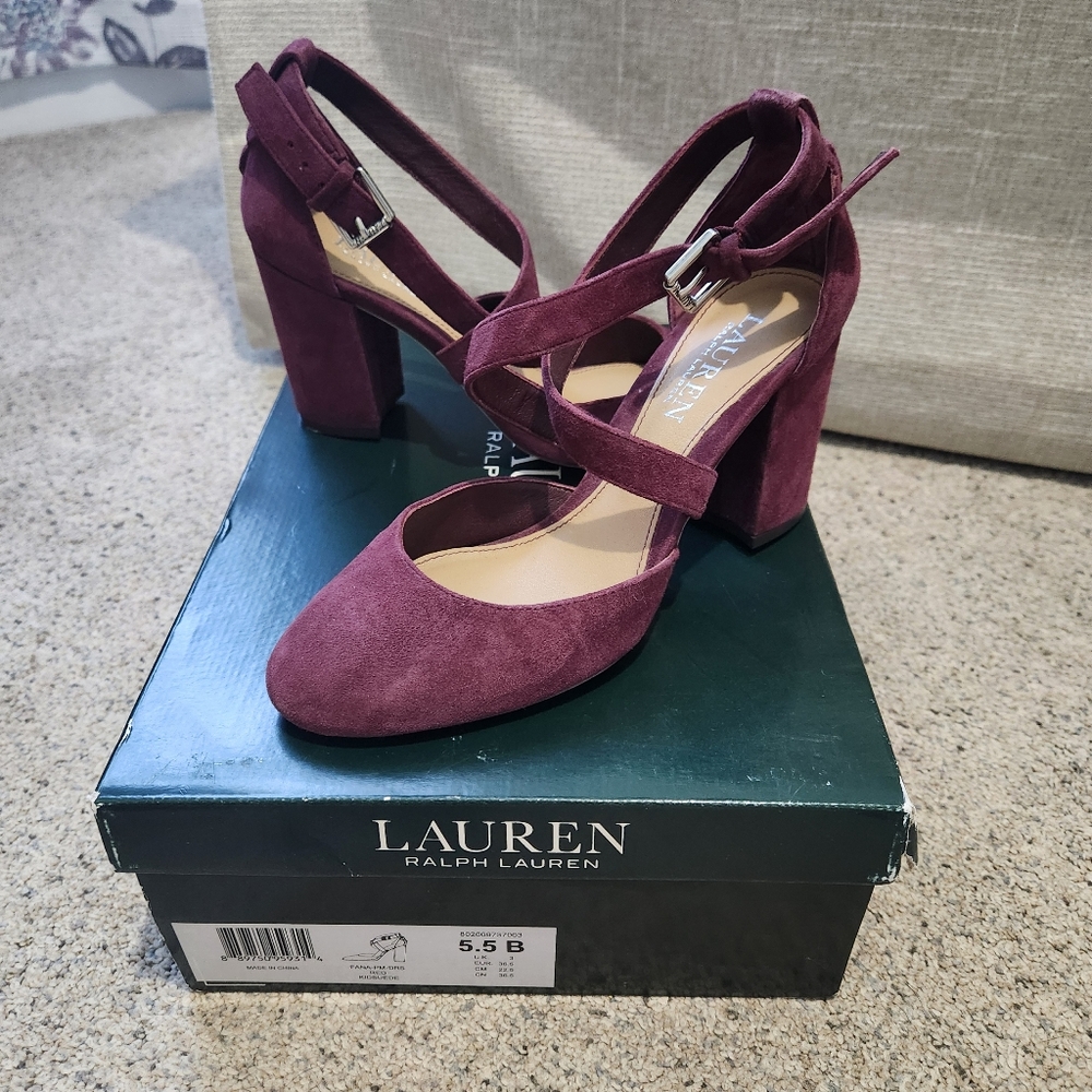 Ralph Lauren Women's Plum Suede Heels
